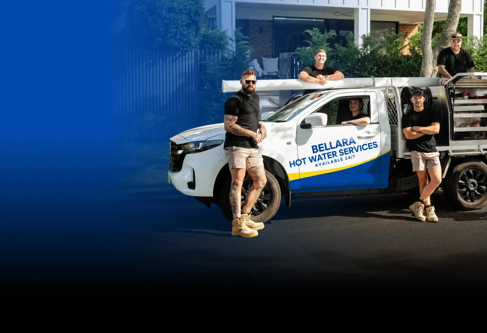 Bellara Hot Water Services team with the ute